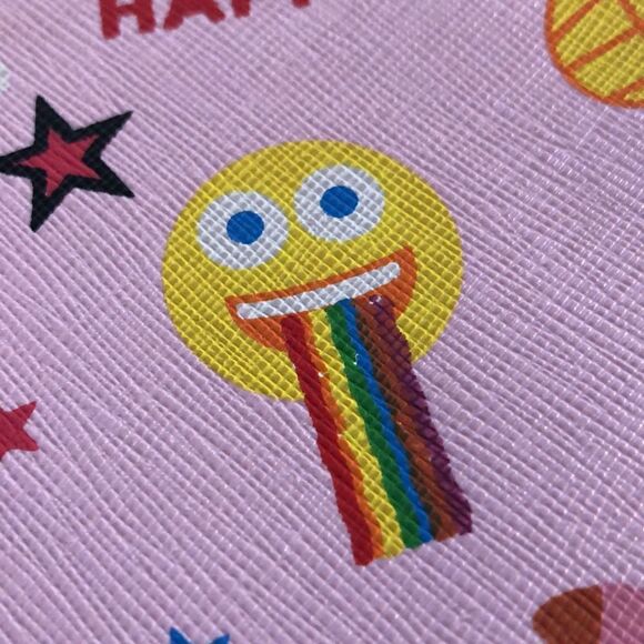 Emoji Clutch 🌈 👻 😎 🌵 🍒 💯 💅 Vegan 🌱 secure Zip closure. - Picture 4 of 16
